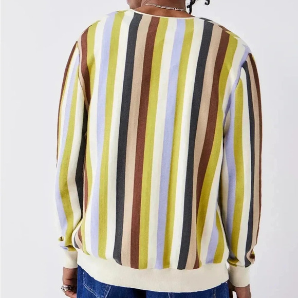 Checks Men’s Downtown Multi Stripe Button Down Cardigan Medium M Grandpa Retro - Picture 3 of 12